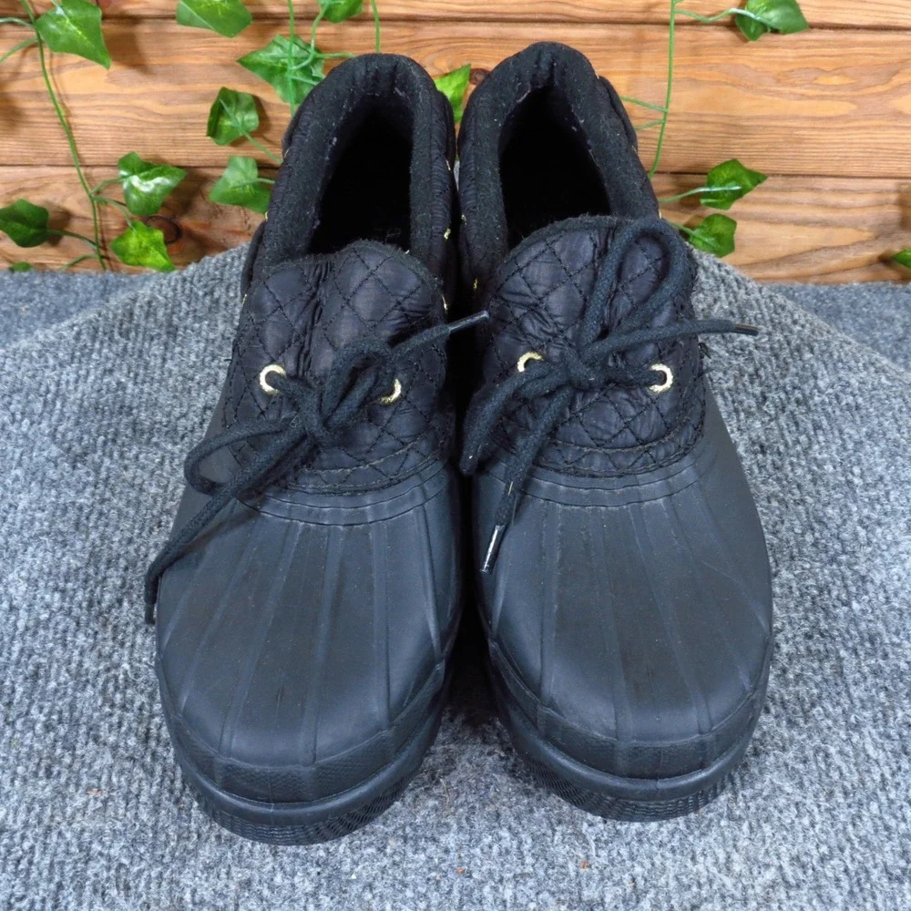 Sperry Saltwater Quilted Women Duck Shoe Size 11 Waterproof Rain Black STS95272